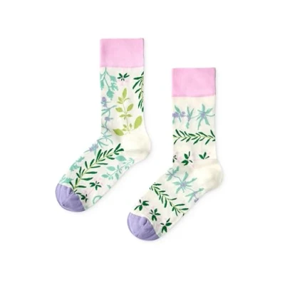 Image of Dedoles Unisex Socks for Women, Men &amp; Kids Cotton Funny Designs Football Bicycle Horses Plants Firefighter Gift Mismatched, Design: Garden Herbs, Colour: Purple, Size: 3 5 M / 2 4,5 W UK