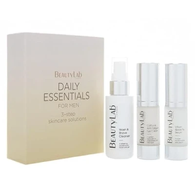 Image of BEAUTYLAB Daily Essentials Gift Set for Men, Wash &amp; Shave Cleanser, Serum, Eye Cream, 3 Step Routine to Hydrate, Smooth, Protect Skin, Mens Skincare
