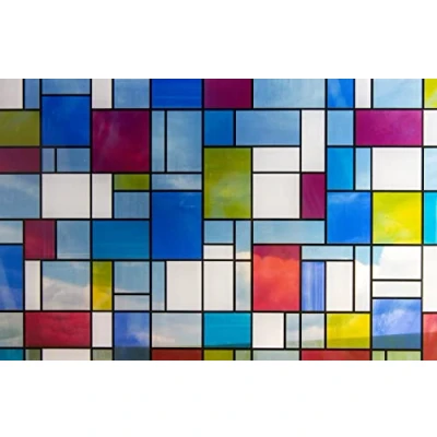 Image of Fablon 67.5 cm x 2 m Roll Mondrian Self Adhesive Window Film,Blue