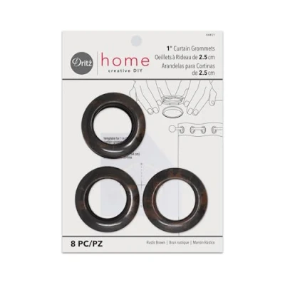 Image of Dritz 1 Inch Inner Diameter Curtain Grommets, Pack of 8, Rustic Brown