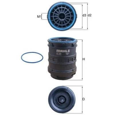Image of 21017305, 21041613, 21380524, 21380526 Fuel Filter MAHLE ORIGINAL KC 634D Spin on