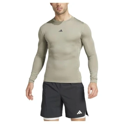 Image of adidas Performance Techfit Compression Long Sleeve sleeved top, Men&#039;s, Size: Small, Silver pebble