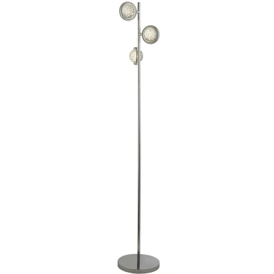 Image of Quartz 3 Light Floor Lamp, Bubble Glass, Detailed Rim 4000K