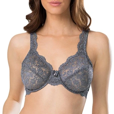 Image of Smart &amp; Sexy Women&#039;s Signature Lace Unlined Underwire Bra, Anthracite, 40DD