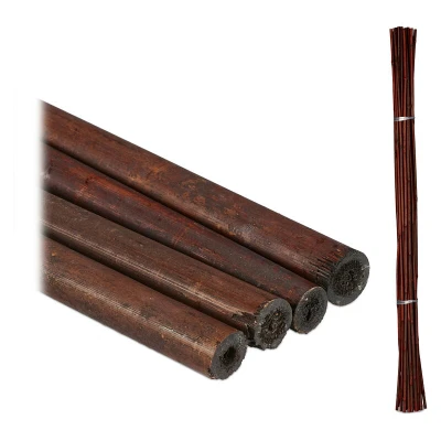 Image of Relaxdays Set of 25 Plant Sticks, Stabilising Cane, Garden Climbing Support, Decorative Bamboo Poles, Dark Brown, 105 x 1 cm