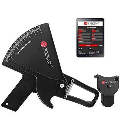 Image of [BODY FAT Caliper PRO and Body MEASURING TAPE] / Skinfold Tape Measure Calipers Inclusive FREE Software, Video Interpretation English Manual BOZEERA©. Premium version