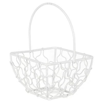 Image of URBNLIVING Square Small White Wire Mesh Basket