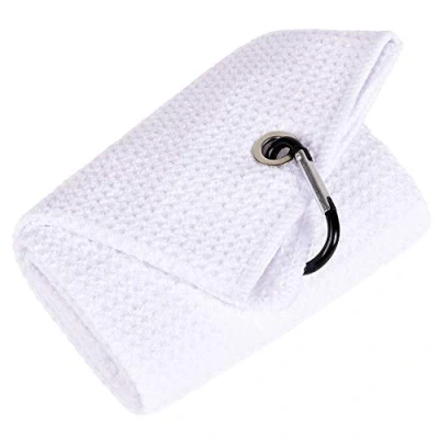 Image of Mile High Life Golf Towel Tri fold Waffle Towels Premium Microfiber Fabric wiith Heavy Duty Carabiner Clip