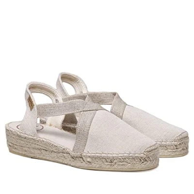 Image of Toni Pons Women&#039;s Espadrille in Cotton Fabric Verdi V Ecru, 3 UK 36 EU