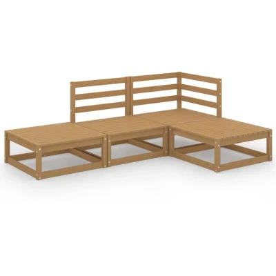 Image of vidaXL 4 Piece Garden Lounge Set Honey Brown Solid Wood Pine