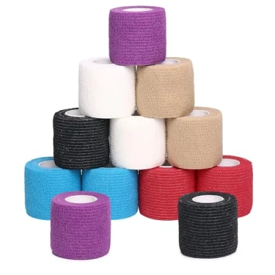 Image of Cohesive Bandages 5cm x 4.5m, Self Adhesive Bandage Tape Vet Wrap for First Aid, Sports Protection and Wrist, Ankle Sprains &amp; Swelling (Mix)
