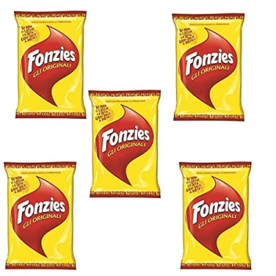 Image of 5X FONZIES Italian Cheese Flavour Crisps Chips Corn Snack Original 100g