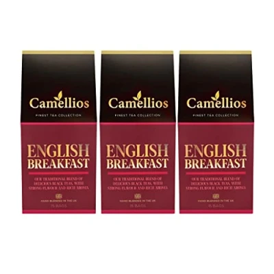 Image of English Breakfast Tea, Pyramid Tea Bags, Camellios (45 3 Pack)