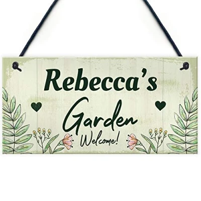 Image of RED OCEAN Personalised Garden Sign Any Name Pretty Summer House Plaques Shed Gift