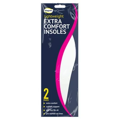 Image of White Extra Comfort Foam Insoles, 2 Pairs Lightweight, One Size Fits All, Ideal Shoe Support