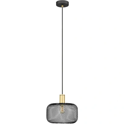 Image of Osiris Wire Frame Pendant Ceiling Light Matt Black And Gold Paint E27