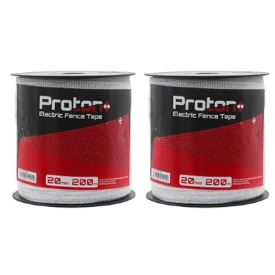 Image of Proton Twin Pack Electric Fencing Tape 20mm x 200m White Poly Horse Paddock Quality Durable