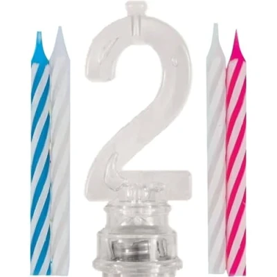 Image of Unique Party 37532 Colour Changing Flashing Number 2 Birthday Candle Holder with 4 Candles