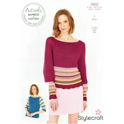 Image of Stylecraft DK Knitting Pattern 9992 Ladies Sweaters (2 Designs)