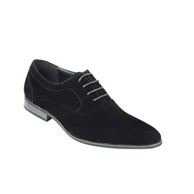 Image of Mens Suede &amp; Patent Shiny Leather Line Formal Oxford Lace up Italian Style Shoes [Black Suede,UK 11 EU 45]