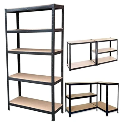 Image of Racking Shelf Unit Heavy Duty Shelving Metal Storage Shelves Bolt less Design Garage 5 Tier with 386lbs per for Storehouse Home (180x90x40cm,Black)
