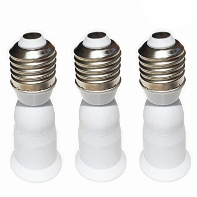 Image of DZYDZR 3 Pack E27 to Extender Base Lamp Holder Adapter for LED Light Bulb White 95mm
