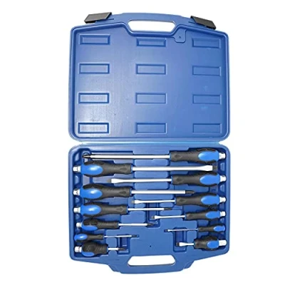 Image of Dapetz ® 12pc Pound Through Screwdriver Set + Case, Mechanics Magnetic Tips Steel Blade Flat Head Slotted and Philips Hex Bolsters use with Wrench or Socket