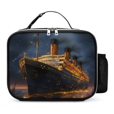 Image of Titanic Cruise Ship Voyage Lunch Bag Insulated Box Reusable Container Tote Bags for Work Picnic