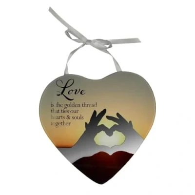 Image of Love is a golden thread Reflections from the Heart Mirrored Hanging Plaque