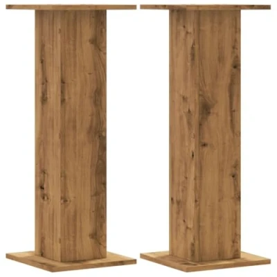 Image of vidaXL Plant Stand, Pack of 2, Flower Hollow Construction, Decorative Column, Pedestal for Plants, Items, Stool, Artisan Oak Wood Material