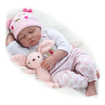 Image of ZIYIUI 22 Inch Reborn Baby Dolls 55cm Handmade Soft Silicone Girl Doll Cloth Body Real Lifelike Newborn Girls Toy Toddler Xmas Birthday Gift