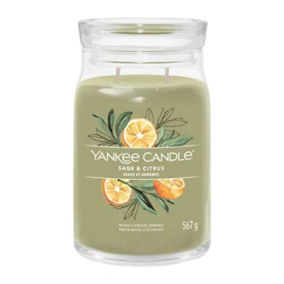 Image of Yankee Candle Signature Scented Sage &amp; Citrus Large Jar with Double Wicks Soy Wax Blend Long Burning Perfect Gifts for Women