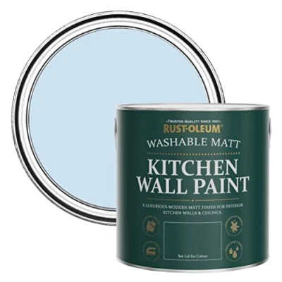 Image of Rust Oleum Blue Washable Kitchen Wall Paint in Matt Finish Powder 2.5L