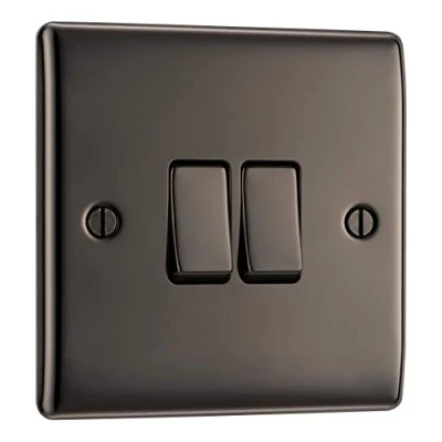 Image of BG Nexus Metal Black Nickel 10ax Plate 2 Gang