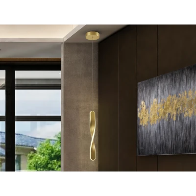 Image of Twist Integrated LED Pendant Ceiling Light Brushed Gold 3000K