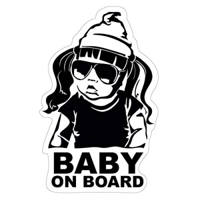 Image of Baby on Board Sticker 12 x 7 cm Car Finest Folia UV Weatherproof Waterproof Hangover R044 (Girls, Board)