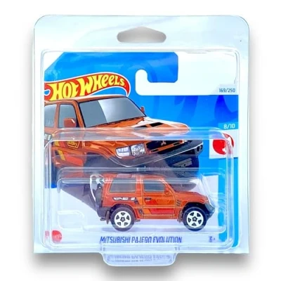 Image of Hot Wheels Mitsubishi Pajero Evolution (Dark Orange) 8/10 HW J Imports 2024 169/250 (Short Card) COMES IN A GENUINE KLAS CAR KEEPER PROTECTOR CASE HTC45
