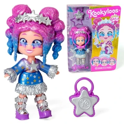 Image of KOOKYLOOS Golden Gala Series STELLACollectable doll Stella from the series.Contains Stella,1 bag,fashionable clothes and shoes 1 accessory.1 doll,3 different faces