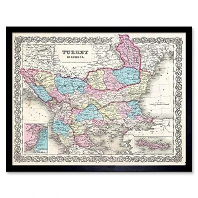 Image of Wee Blue Coo 1855 Colton Map Turkey Europe Macedonia And The Balkans Art Print Framed Poster Wall Decor 12X16 Inch
