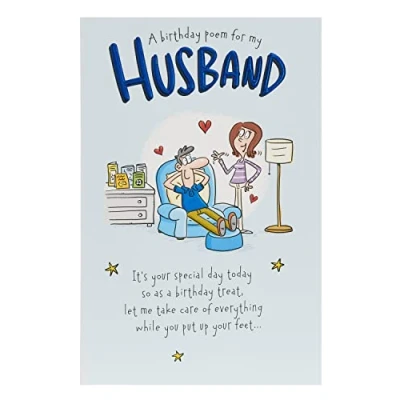 Image of UK Greetings Birthday Card for Husband Funny Cartoon Design, 149mm x 229mm