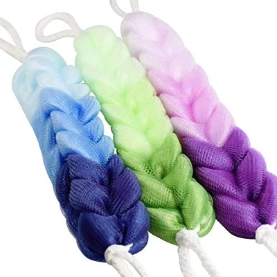 Image of XYDZ 3 Pcs Bath Sponge Massage Back Scrubber Shower Stretchy Braids Mesh for Body Scrubbing in The Bathroom Accessories