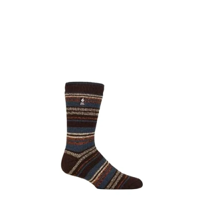 Image of Mens 1 Pair SOCKSHOP Heat Holders 2.3 TOG Patterned and Plain Thermal Socks Leavenworth Earth Brown / Auburn 6 11