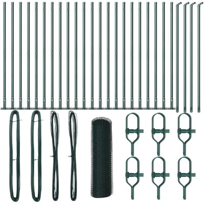 Image of vidaXL Hexagon Fence Green 1x50 m Steel