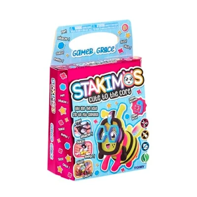 Image of TOMY Stakimos Gamer Grace Kids Craft Set to Build Your Own Adorable 3D Character from Recycled Polyester Foam No Glue or Cutting Needed Kits for Ages 6+ Years