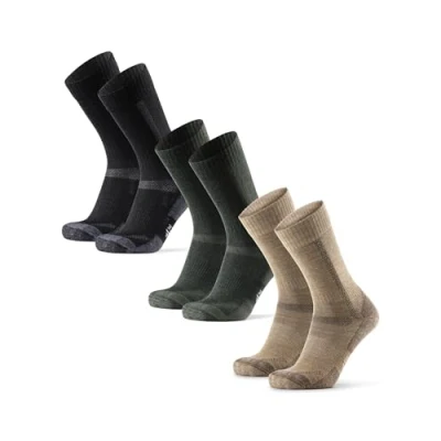 Image of DANISH ENDURANCE Hiking Socks, Breathable Merino Wool Walking Anti Blister Cushioning, Unisex, 3 Pack Multicolour (1xBeige, 1xGreen, 1xBlack/Grey) 9 12
