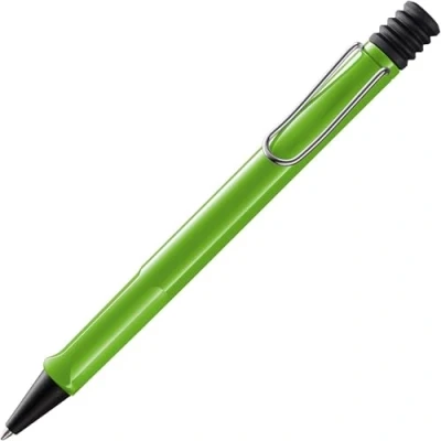Image of Lamy safari green Ballpoint Pen with ergonomic grip &amp; line width M for pleasant long writing made of robust ASA plastic including large capacity refill 16 in black