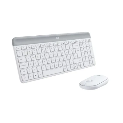Image of Logitech Slim Wireless Keyboard and Mouse Combo MK470, QWERTY US International Layout White