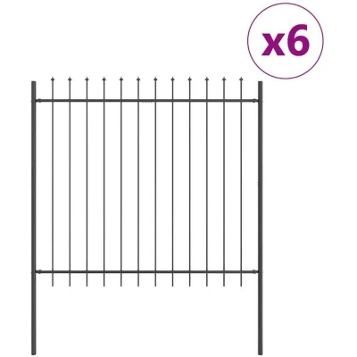 Image of vidaXL Garden Fence with Spear Top Grey 10.2x1.5 m Steel