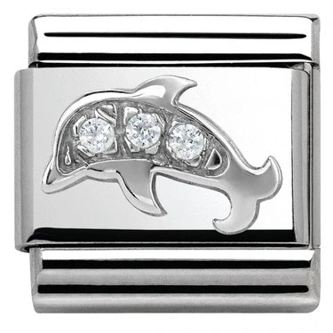 Image of Nomination Classic Silver CZ Dolphin Animal Charms
