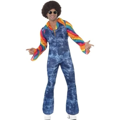 Image of Smiffys Groovier Dancer Costume, Blue, M Size 38 inch 40